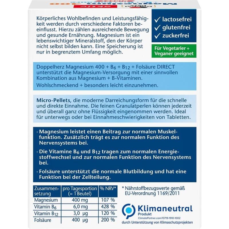 DOPPELHERZ Magnesium+B Vitamine DIRECT Pellets