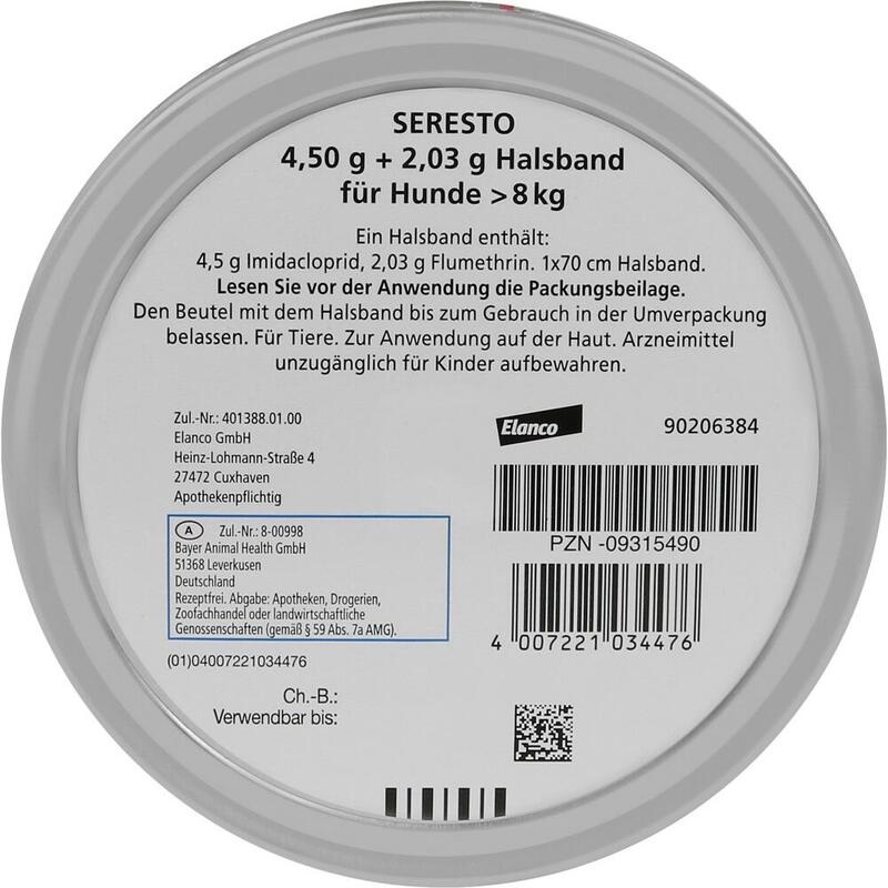 SERESTO 4,50g + 2,03g Halsband für Hunde ab 8kg