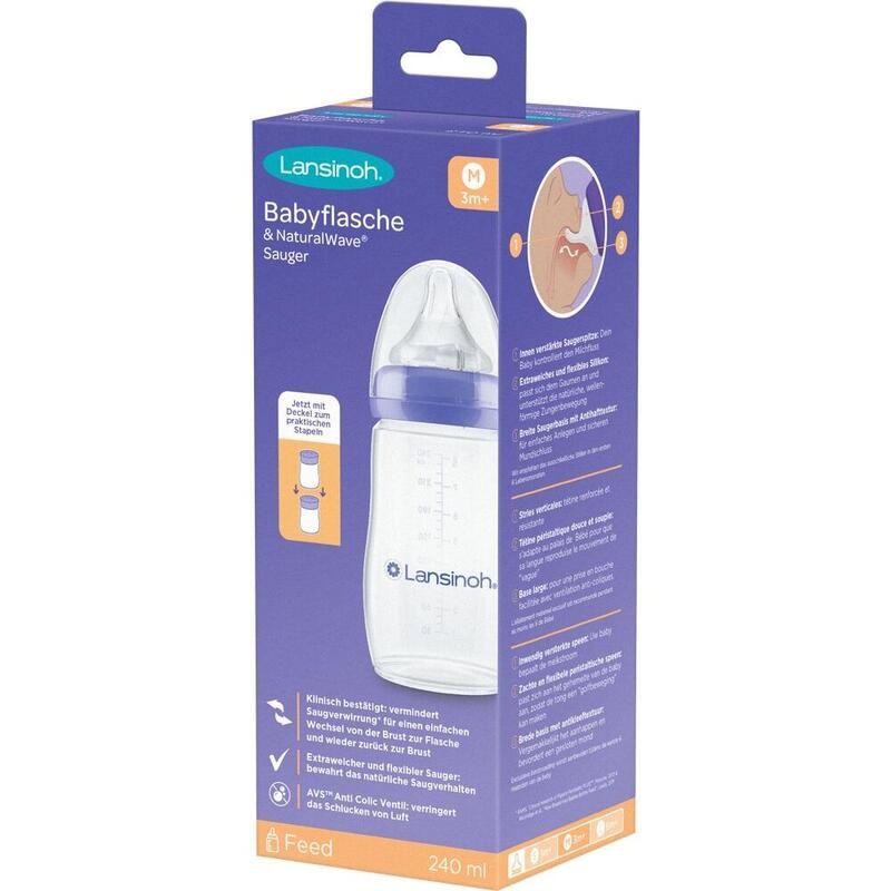 LANSINOH NaturalWave Babyflasche 240ml & Sauger M